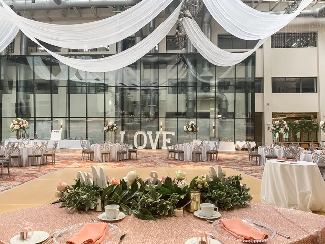 View of The Atrium from the head table at a wedding event