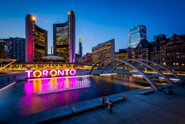 Toronto skyline at dusk